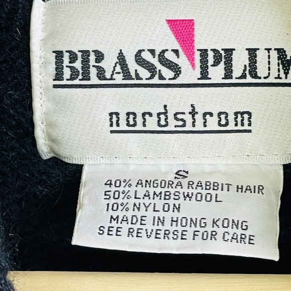 Brass Plum Vintage 80s Rainbow Argyle Angora Wool Blend Sweater Womens Sz Small - Picture 7 of 7